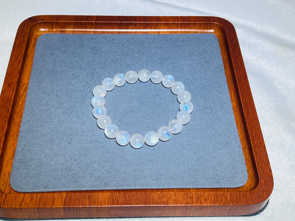 ***无保留*** 天然月光石能量手链——带有天体光辉的优雅 AAA 级品质 - Chakra 石 - 直径 9.5mm - 长度 20cm- 22 g - (1) #2.1