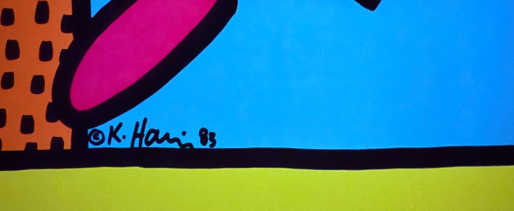 Keith Haring - “MONTREUX, 1983”. Gesigneerd in de plaat. Poster Keith Haring, in uitstekende staat. #4.3