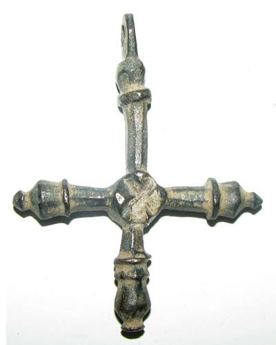 拜占庭帝國 铜质吊坠，双面拜占庭十字，直径45毫米，公元7至9世纪 十字架 - 45 mm  (沒有保留價) #1.0