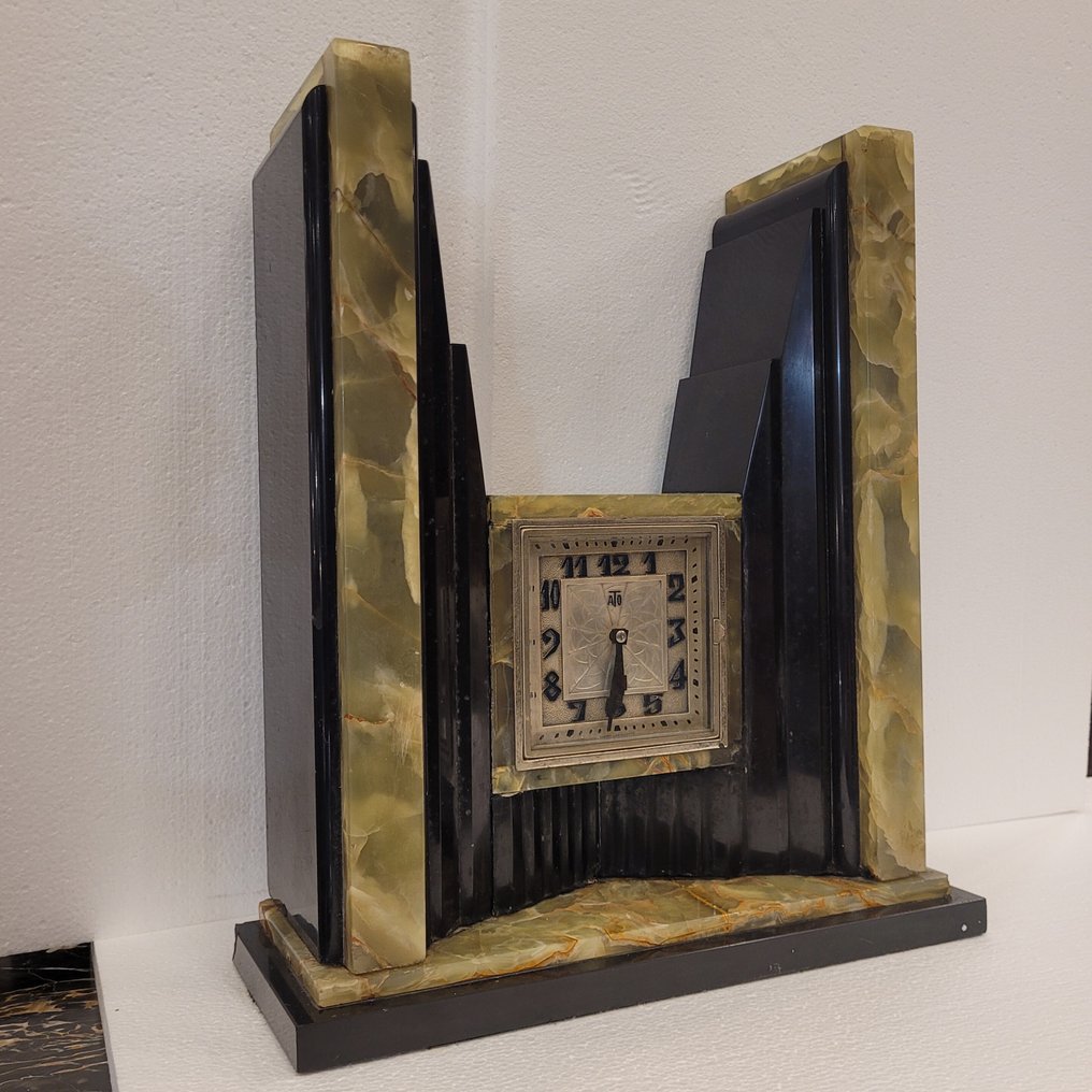 Επιτραπέζιο ρολόι - ATO - Αρ Ντεκό Μάρμαρο, Όνυχας - 1930-1940 - Art Déco, Μάρμαρο και όνιξ. #4.3