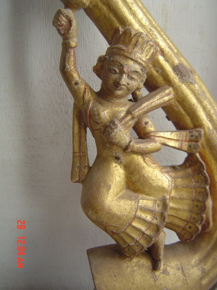 Apsaras pár majmokkal - 45 cm - Fa - India - XVIII-XIX #4.3