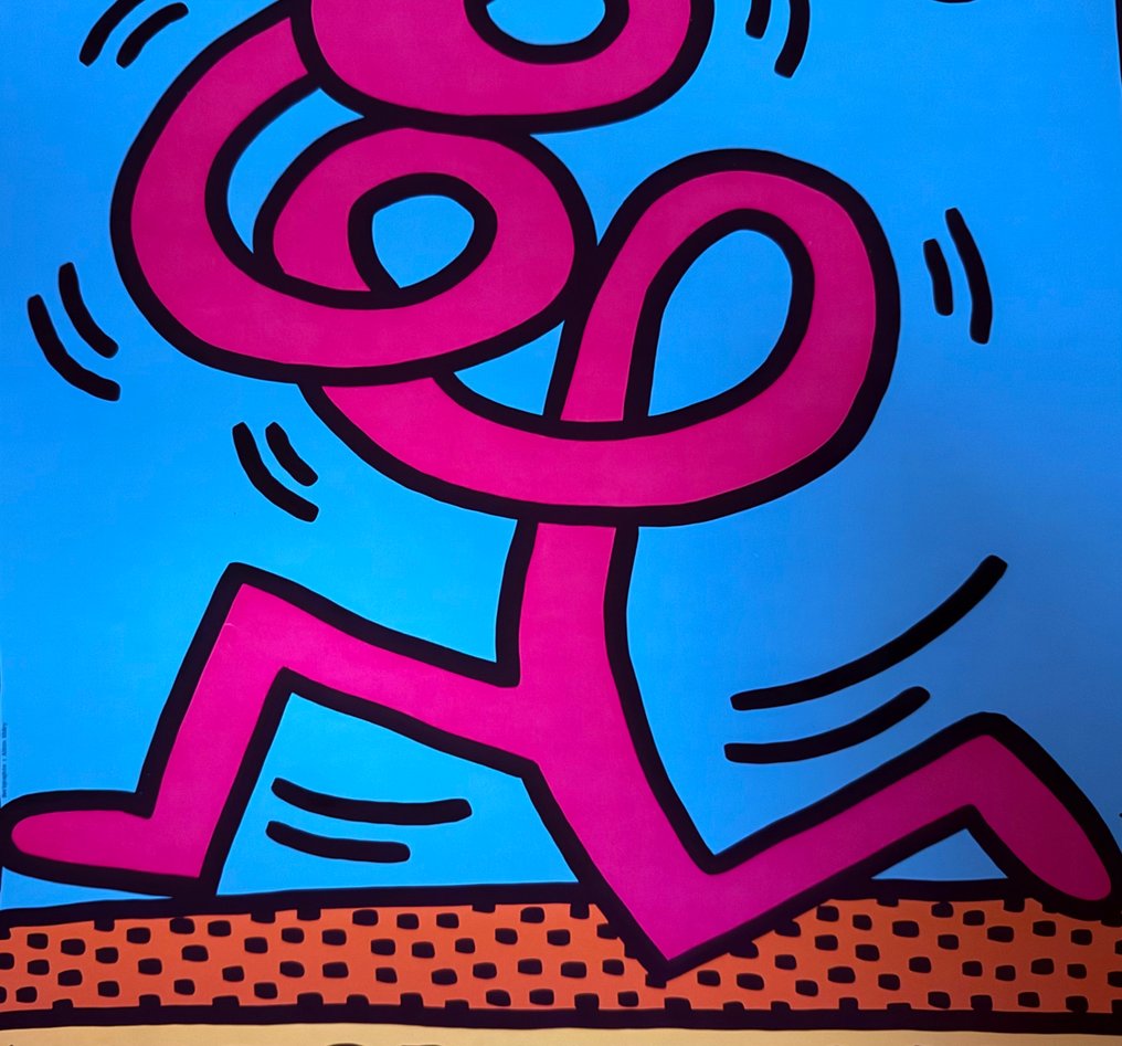 Keith Haring - “MONTREUX, 1983”. Gesigneerd in de plaat. Poster Keith Haring, in uitstekende staat. #3.2