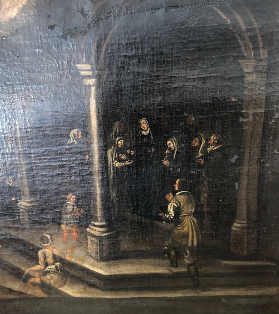 Ιταλική σχολή (XVIII) - Scena sacra all’interno di una cripta con personaggi #1.0