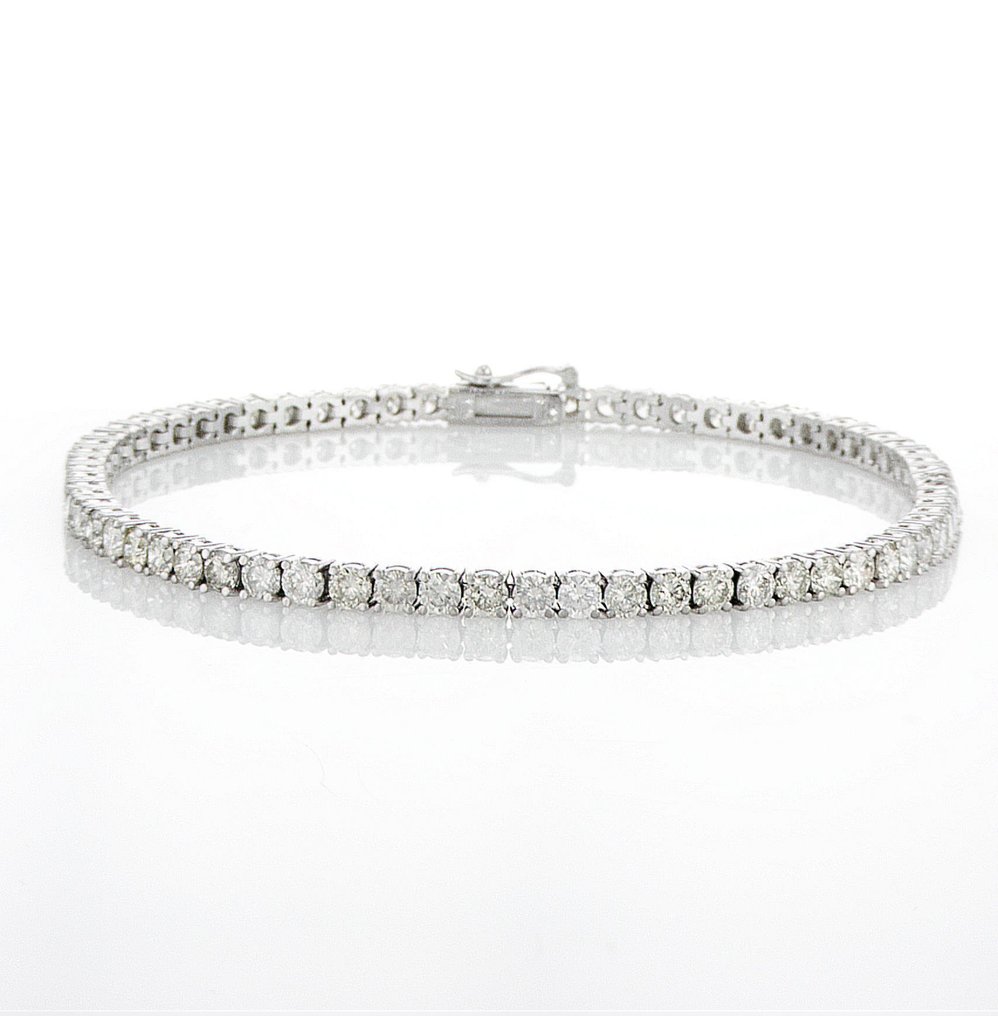 No reserve price - Bracelet - 14 kt. White gold -  5.41ct. tw. Diamond (Natural) - E-I COLOR SI #1.0