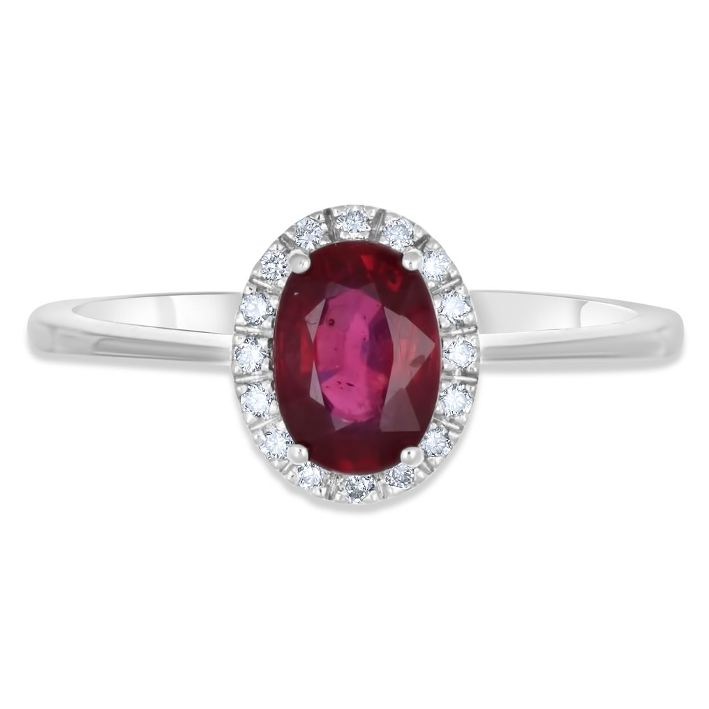 戒指 - 18 克拉 白金 - 1.18ct. tw. 紅寶石 - 鉆石 #1.0