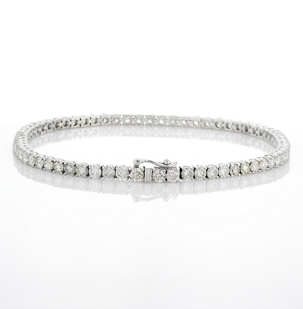 No reserve price - Bracelet - 14 kt. White gold -  5.41ct. tw. Diamond (Natural) - E-I COLOR SI #3.2