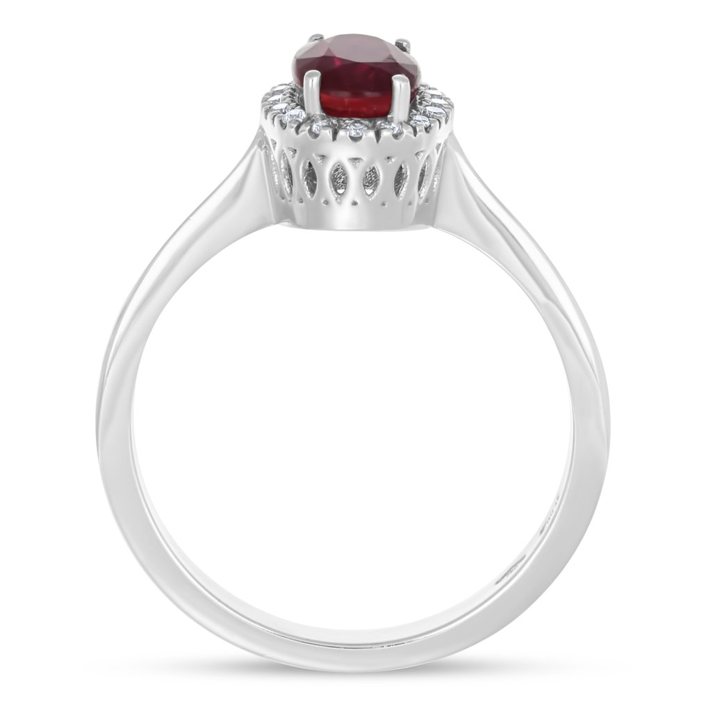 戒指 - 18 克拉 白金 - 1.18ct. tw. 紅寶石 - 鉆石 #4.3