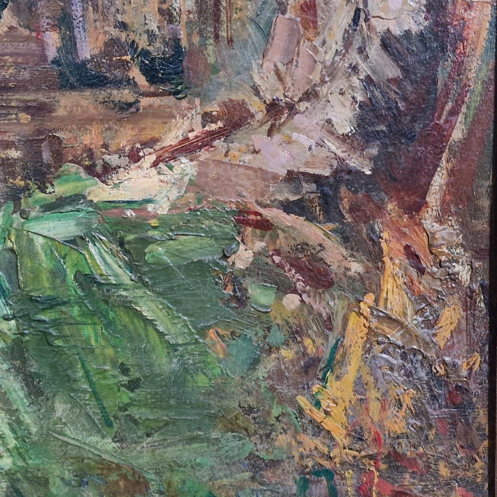 Luca Postiglione (1876-1936) - Nonna con bambina in lettura #3.2