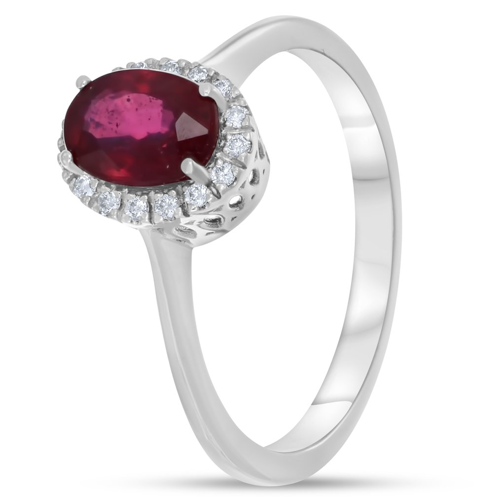 戒指 - 18 克拉 白金 - 1.18ct. tw. 紅寶石 - 鉆石 #3.2