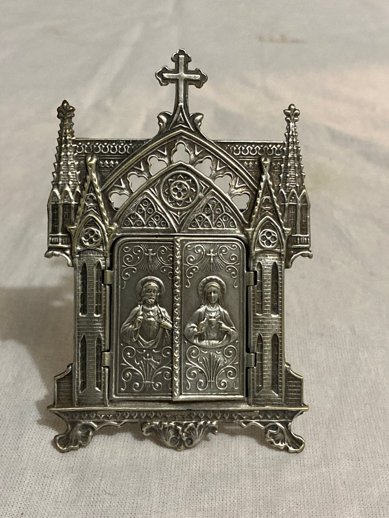  Altar (2) - Notre Dame de La Garde Silver Plated Signed and La Nativité Brass and Porcelain casing - 1900-2000  #2.1