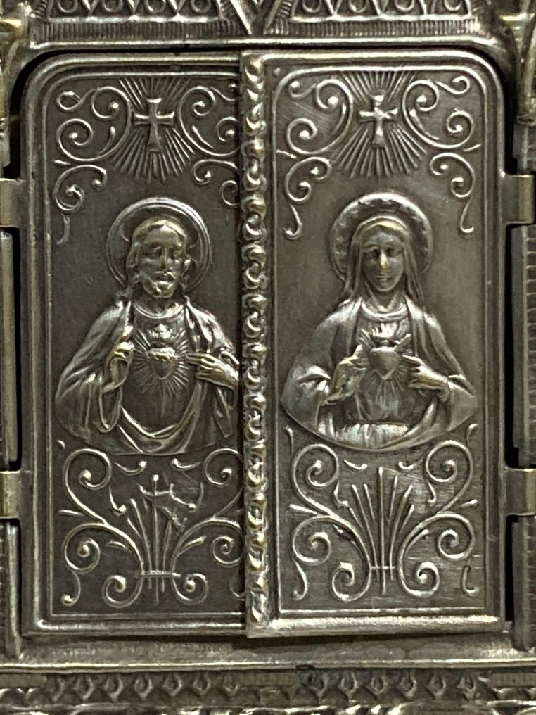  Altar (2) - Notre Dame de La Garde Silver Plated Signed and La Nativité Brass and Porcelain casing - 1900-2000  #4.3