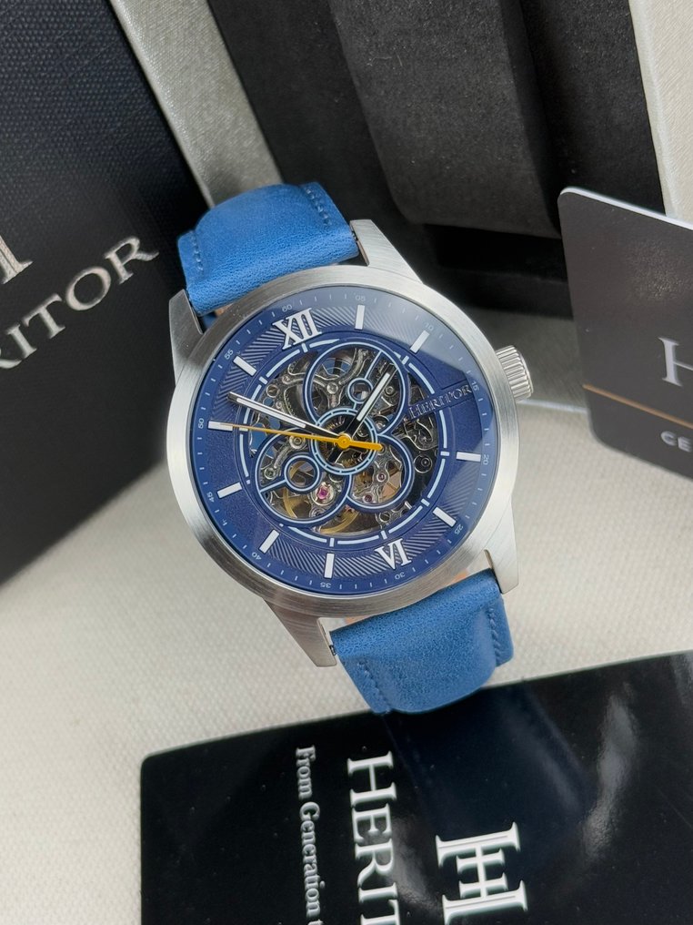 Heritor - Automatic Jomas Semi-Skeleton - Silver/Blue - Zonder minimumprijs - HERHR9503 - Heren - 2020+  #1.0