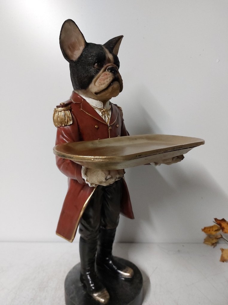 Statue, french buldog as budhler with plateau - 50 cm - højkvalitets polyresin #1.0