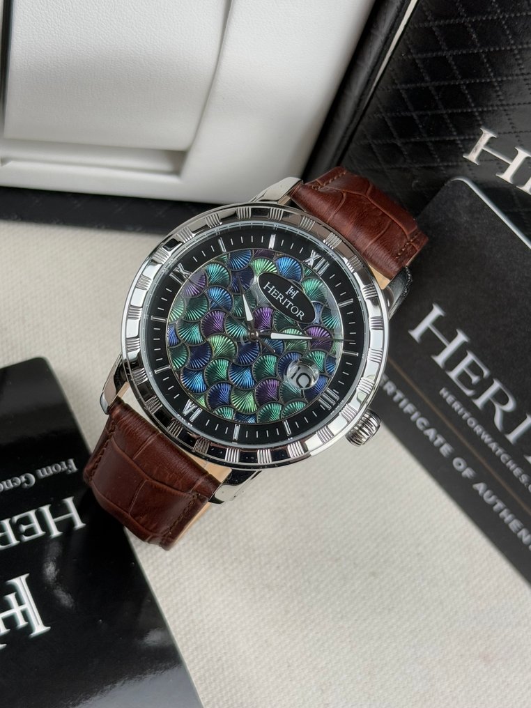 Heritor - Automatic Protégé - Date -Silver/Brown - Zonder Minimumprijs - HERHS2902 - Heren - 2020+ #1.0
