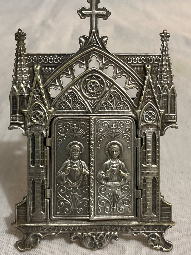  Altar (2) - Notre Dame de La Garde Silver Plated Signed and La Nativité Brass and Porcelain casing - 1900-2000  #3.2