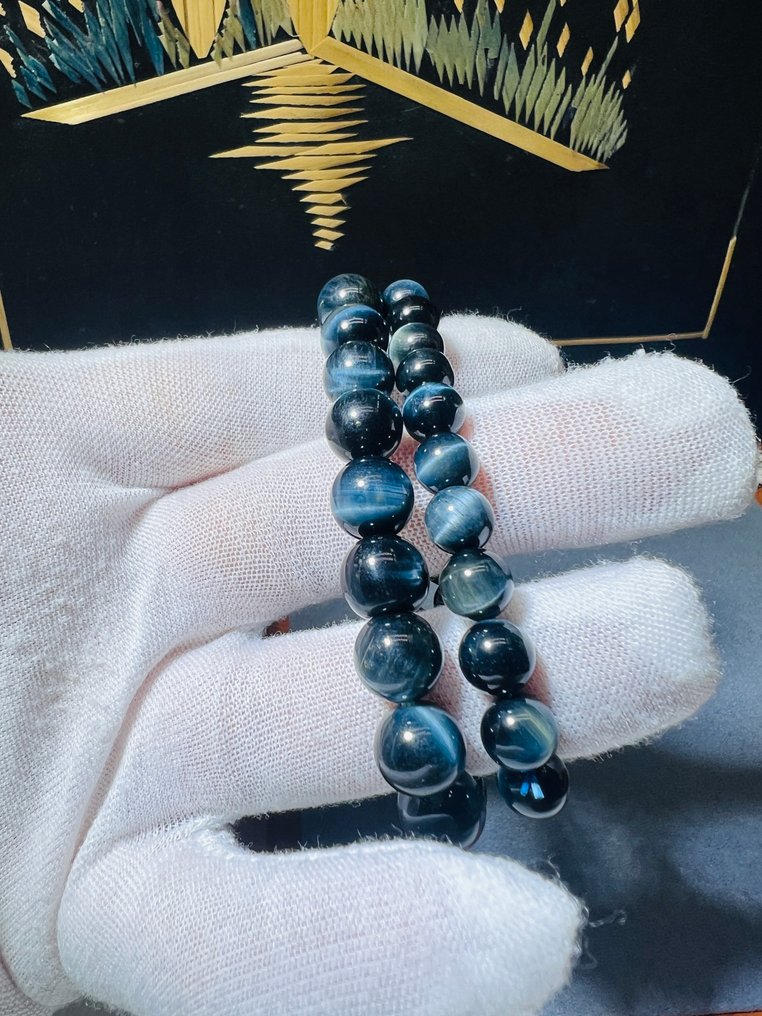 ***NO RESERVE*** Σετ βραχιολιών Falcon Eye – Strength & Sharp Focus - Φυσική Πέτρα- 43 g - (1) #1.0