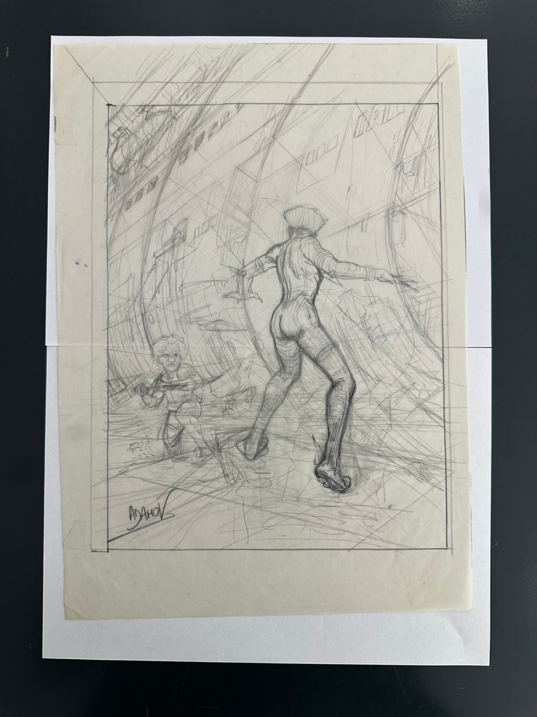 Adamov, Philippe - 1 Original preliminary drawing - Les Eaux de Mortelune T5 - 1986 #1.0