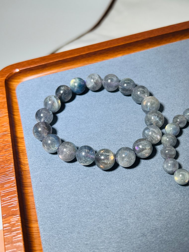 ***无最低价***日落拉长石手链套装——罕见的光与能量之辉 天然石材 - 男女通用 - 他的与她的- 53 g - (1) #4.3