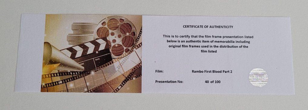 Rambo First Blood part II - Framed Film Cell Display with COA #2.1