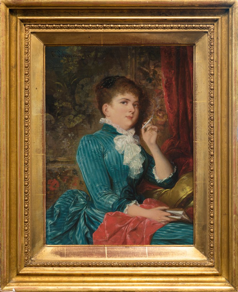Carl Schweninger Jr. (1854-1903) - Lady with a Cigarette #1.0