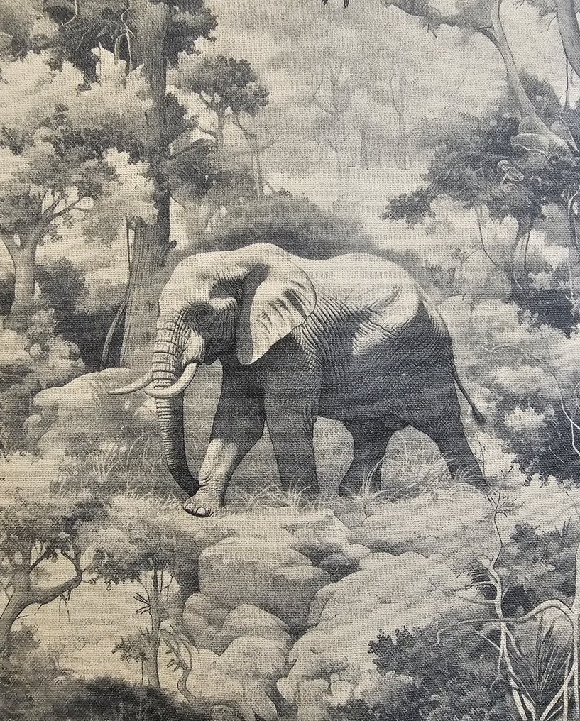 300x280cm! Eksklusivt stoff 'Luxury Safari' Artmaison - Elefanter, Tigre - Tekstil - 300 cm - 280 cm #1.0