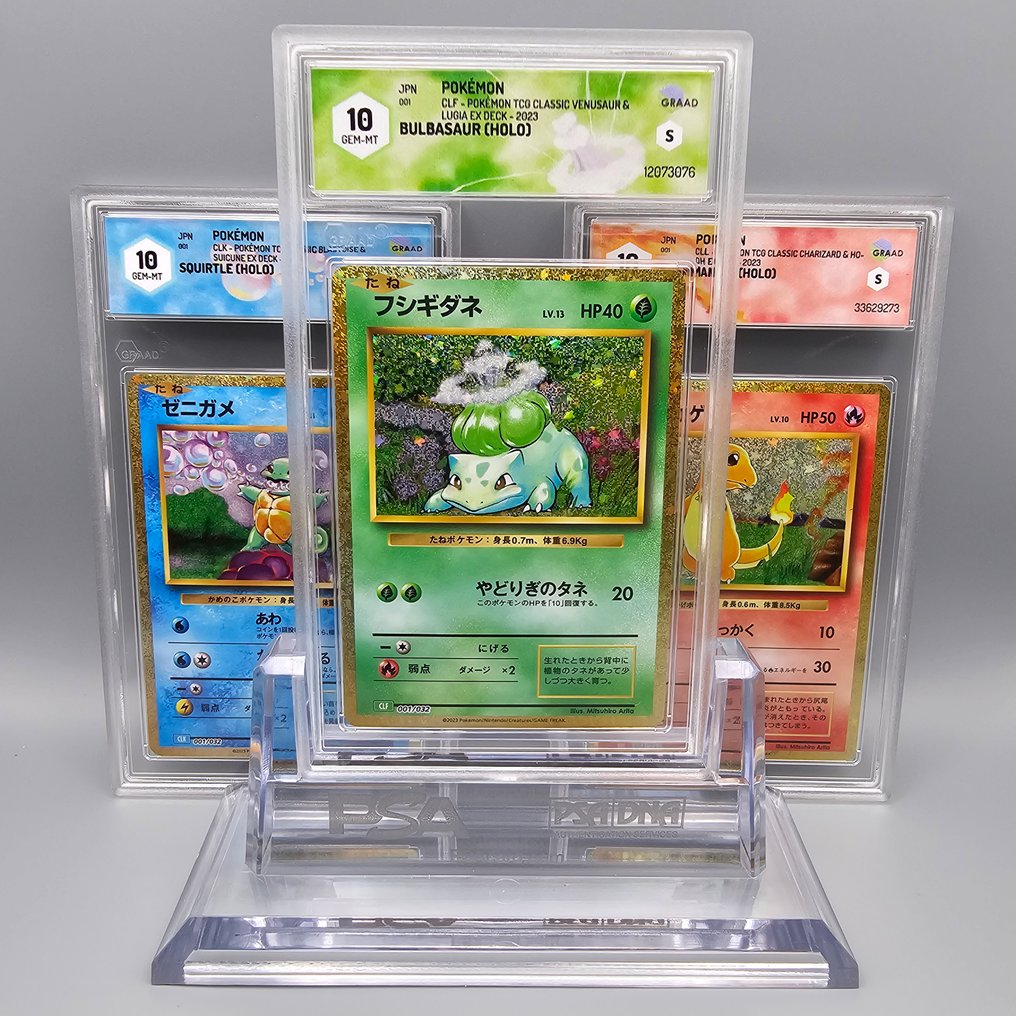 Pokémon - 3 Graded card - TRIS Starter -> Base Set: SQUIRTLE/BULBASAUR/CHARMANDER! Complete Set Pokemon Classic - Graad 10 #4.3