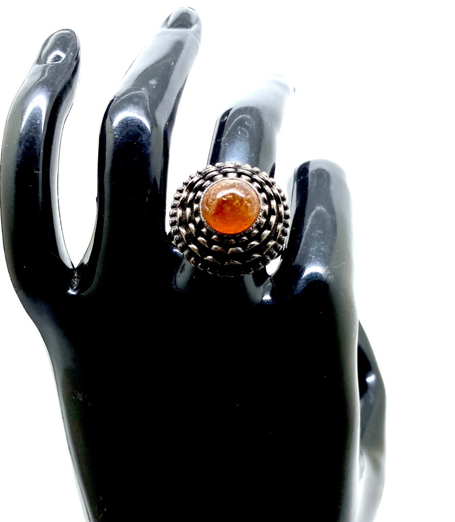 Oude ring van natuurlijk Baltisch amber in zilver 875 - Barnsteen - Baltic amber - succinite  (Zonder Minimumprijs) #1.0