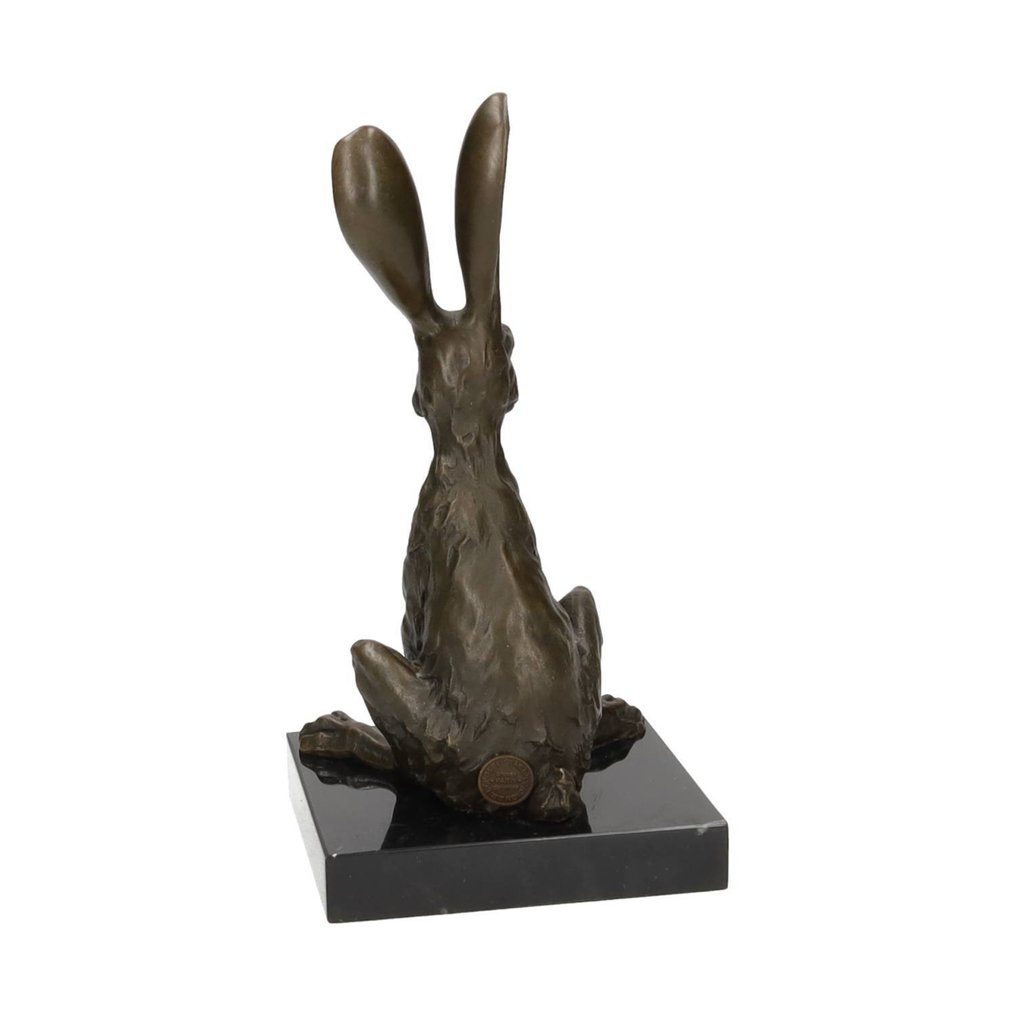 Szobrocska - Sitting hare - Bronz, Márvány #4.3