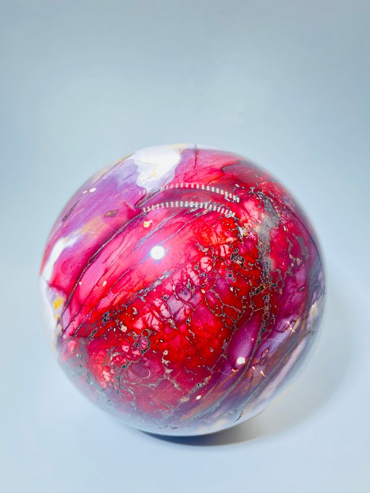 Εκθαμβωτική σφαίρα από Mookaite Jasper - Ø 180mm | Ζωντανό κόκκινο και ιβουάρ λευκό χρώμα.- 8130 g - (1) #1.0
