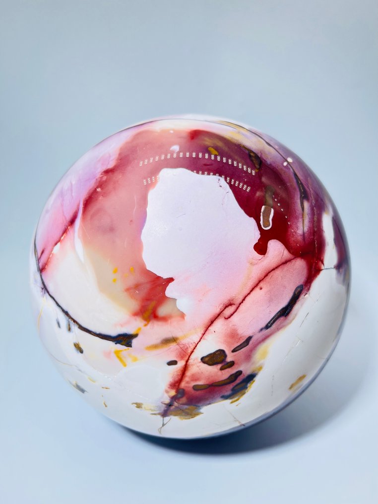 Εκθαμβωτική σφαίρα από Mookaite Jasper - Ø 180mm | Ζωντανό κόκκινο και ιβουάρ λευκό χρώμα.- 8130 g - (1) #3.2