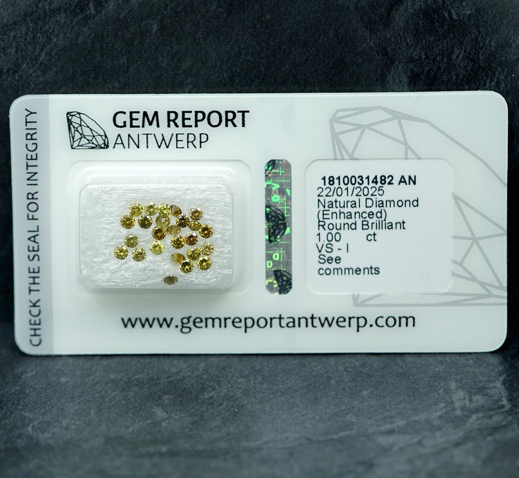 25 pcs Diamante (Color tratado) - 1.00 ct - VS1, I1 - Gem Report Antwerp (GRA) #1.0