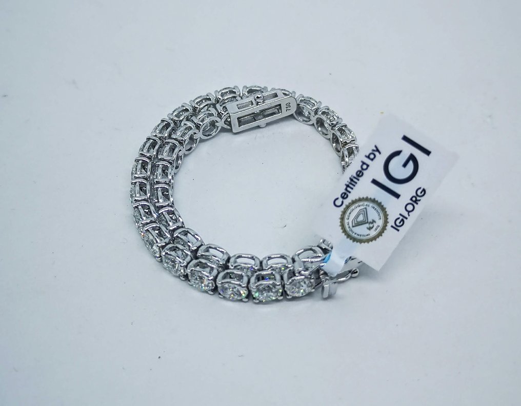 手鈪 - 18 克拉 白金 -  11.80ct. tw. 鉆石 (天然) - 13.45 克 #2.1