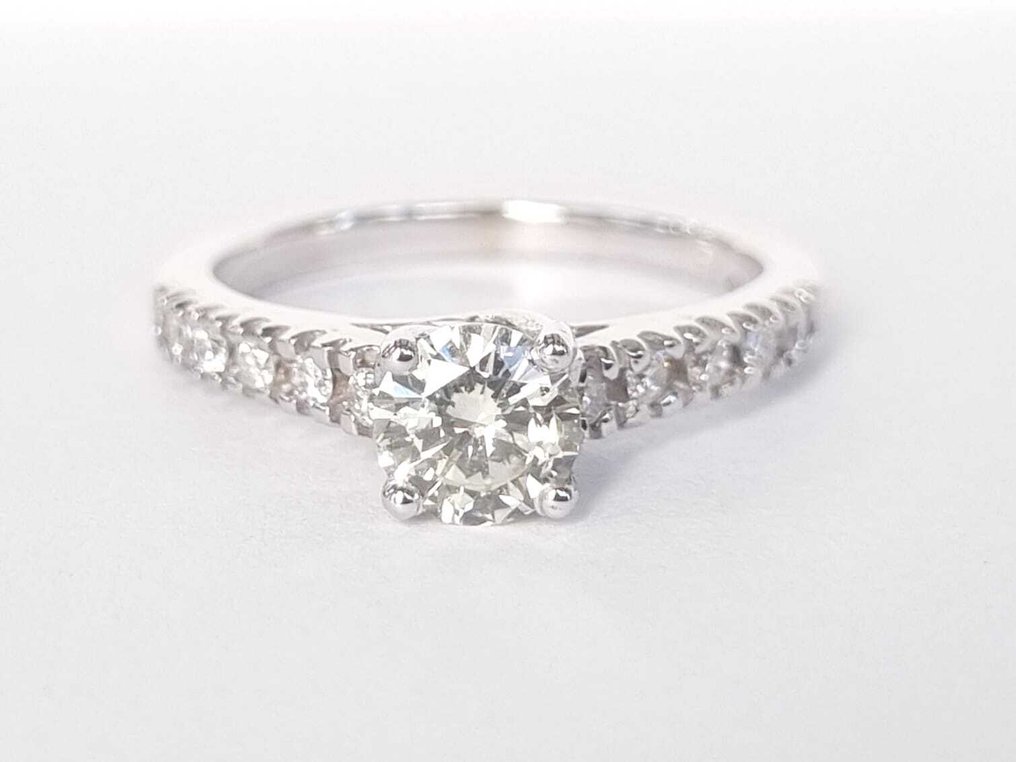 订婚戒指 - 18K包金 白金 -  0.67ct. tw. 钻石 (天然) - 钻石 #1.0