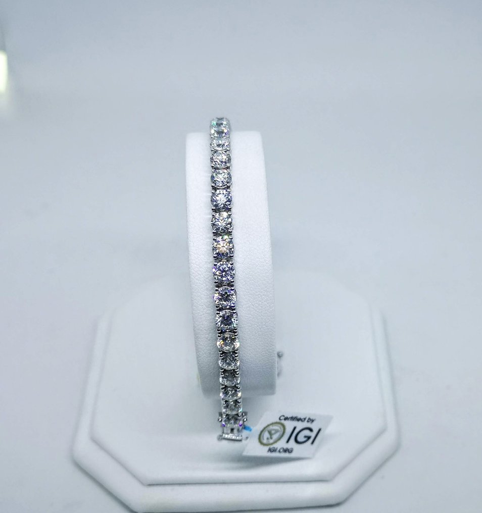 手鈪 - 18 克拉 白金 -  11.80ct. tw. 鉆石 (天然) - 13.45 克 #3.2