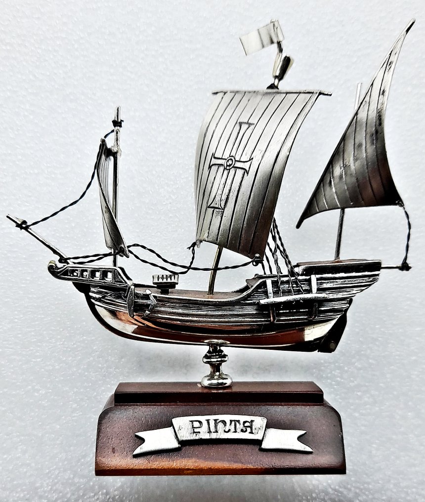 Creazioni Orafe Sacchetti - Gianfranco Sacchetti - Figura in miniatura - La Caravella Pinta - .925 argento, Mogano #1.0