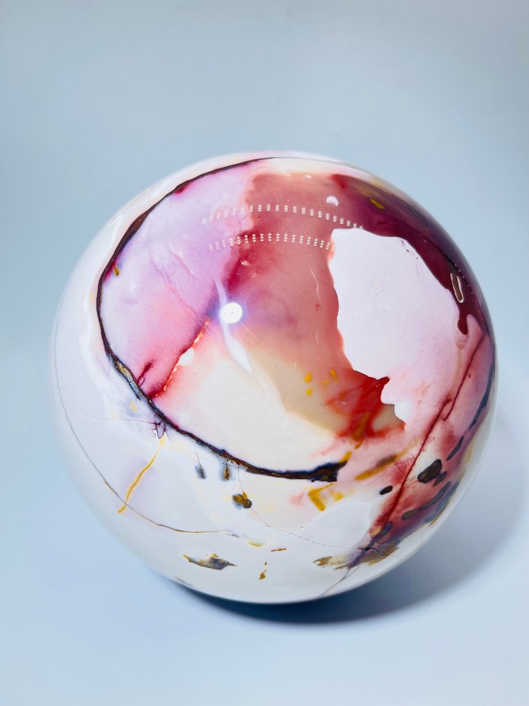 Εκθαμβωτική σφαίρα από Mookaite Jasper - Ø 180mm | Ζωντανό κόκκινο και ιβουάρ λευκό χρώμα.- 8130 g - (1) #4.3