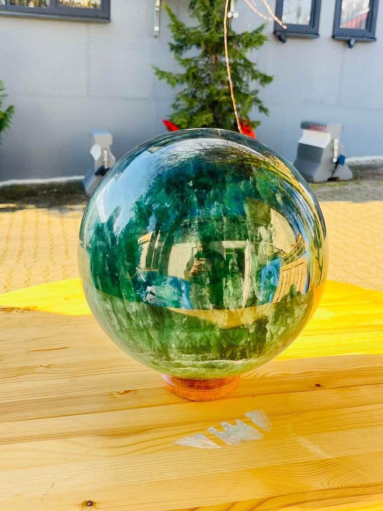 Energy Amplifier: Massive Emerald Green Fluorite Sphere | 255mm | Mirror Finish- 27.5 kg - (1) #1.0
