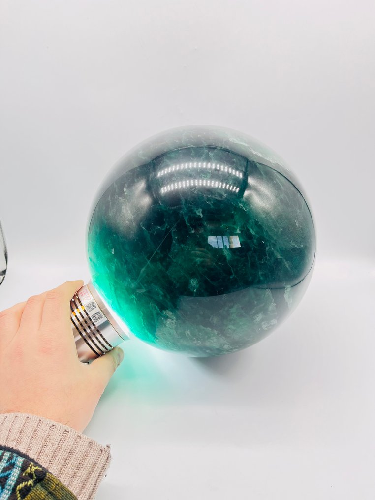 Energy Amplifier: Massive Emerald Green Fluorite Sphere | 255mm | Mirror Finish- 27.5 kg - (1) #3.2