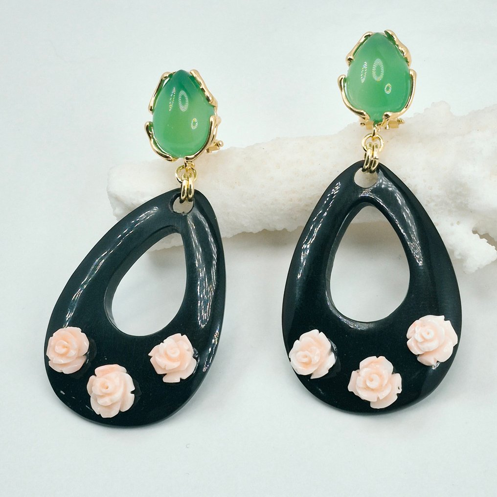 Κοράλλι - Ασημί, Gold-plated - Σκουλαρίκια #3.2