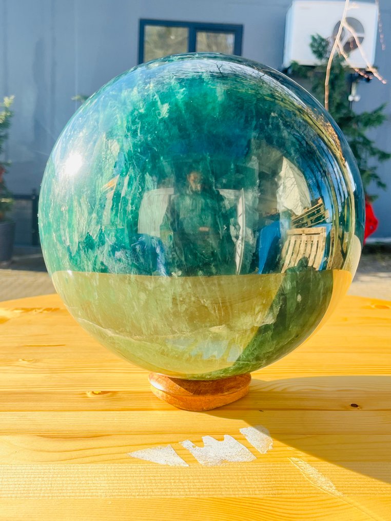 Energy Amplifier: Massive Emerald Green Fluorite Sphere | 255mm | Mirror Finish- 27.5 kg - (1) #2.1