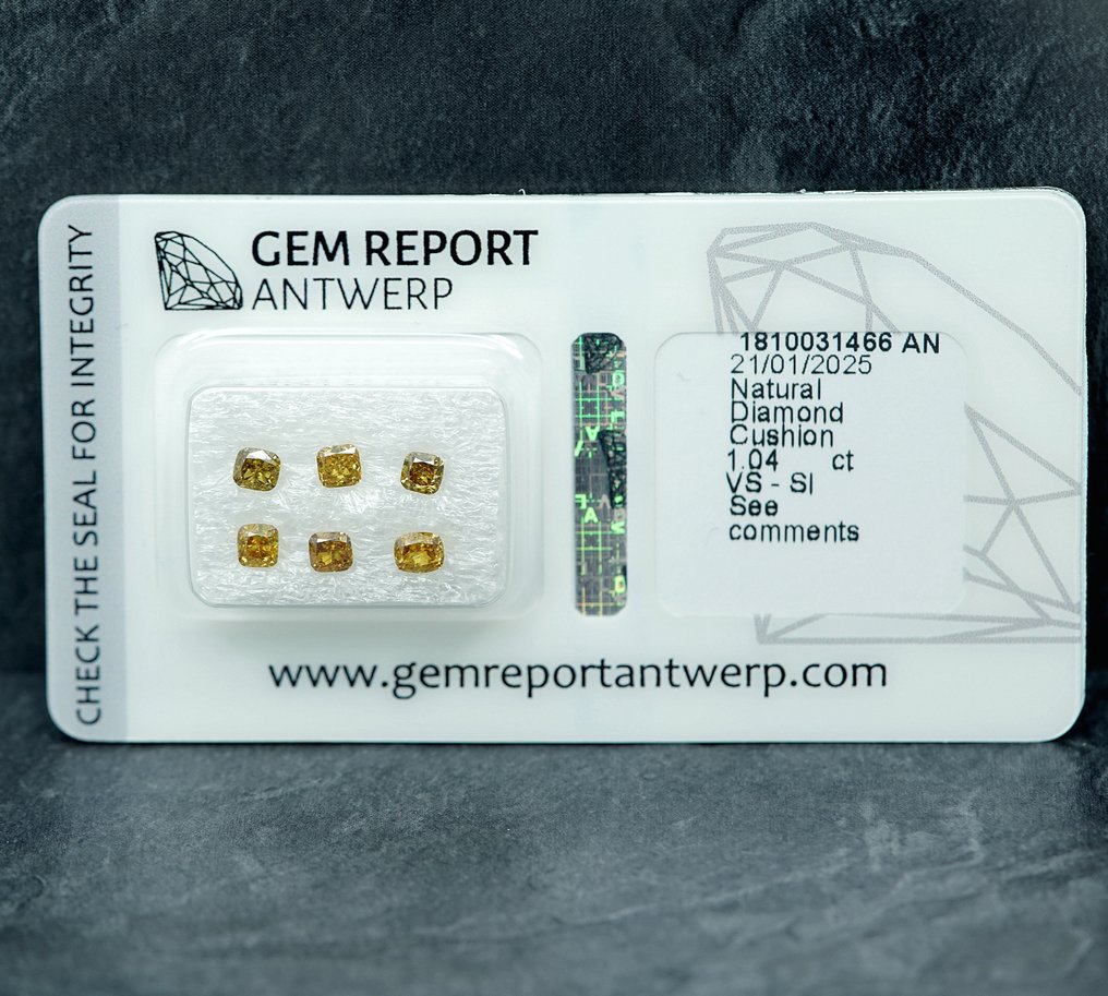 6 pcs Timantti  (Luonnollinen)  - 1.04 ct - VS1, SI1 - Jalokivitodistus, Antwerpen (GRA) #1.0