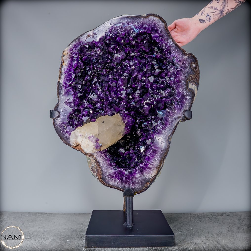 Intensive natural amethyst druse with calcite crystal on stand A true masterpiece from Bolivia (42 kg)- 42359.71 g #3.2