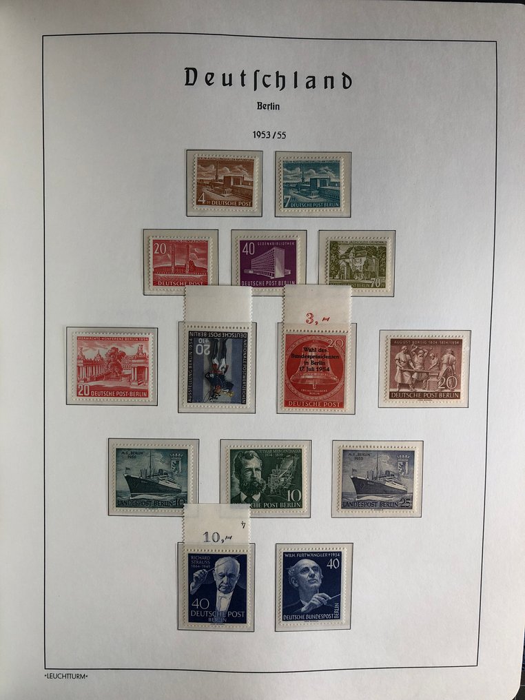 Berlim 1950/1990 - Coleção de qualidade impecável / MNH ** completa de 1950 - 1990 com todos os sinos e filarmônica - im Leuchtturm Klemmbinder, zusätzlich einige Extras #4.3
