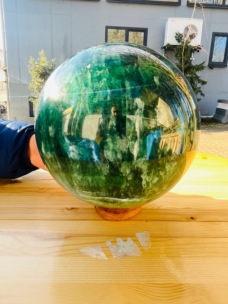 Energy Amplifier: Massive Emerald Green Fluorite Sphere | 255mm | Mirror Finish- 27.5 kg - (1) #1.0