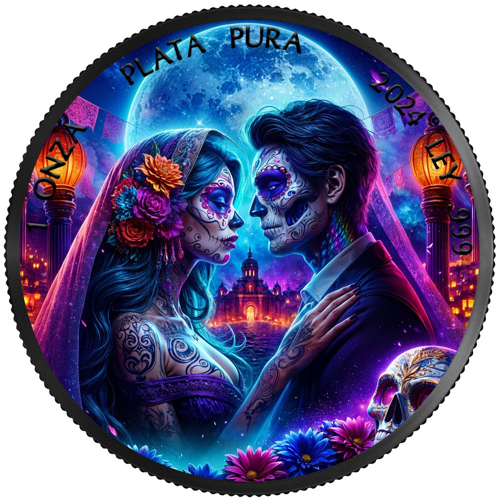 Messico. 1 Onza 2024 Dia de los Muertos-Black Widow 1 Oz, (.999) #1.0