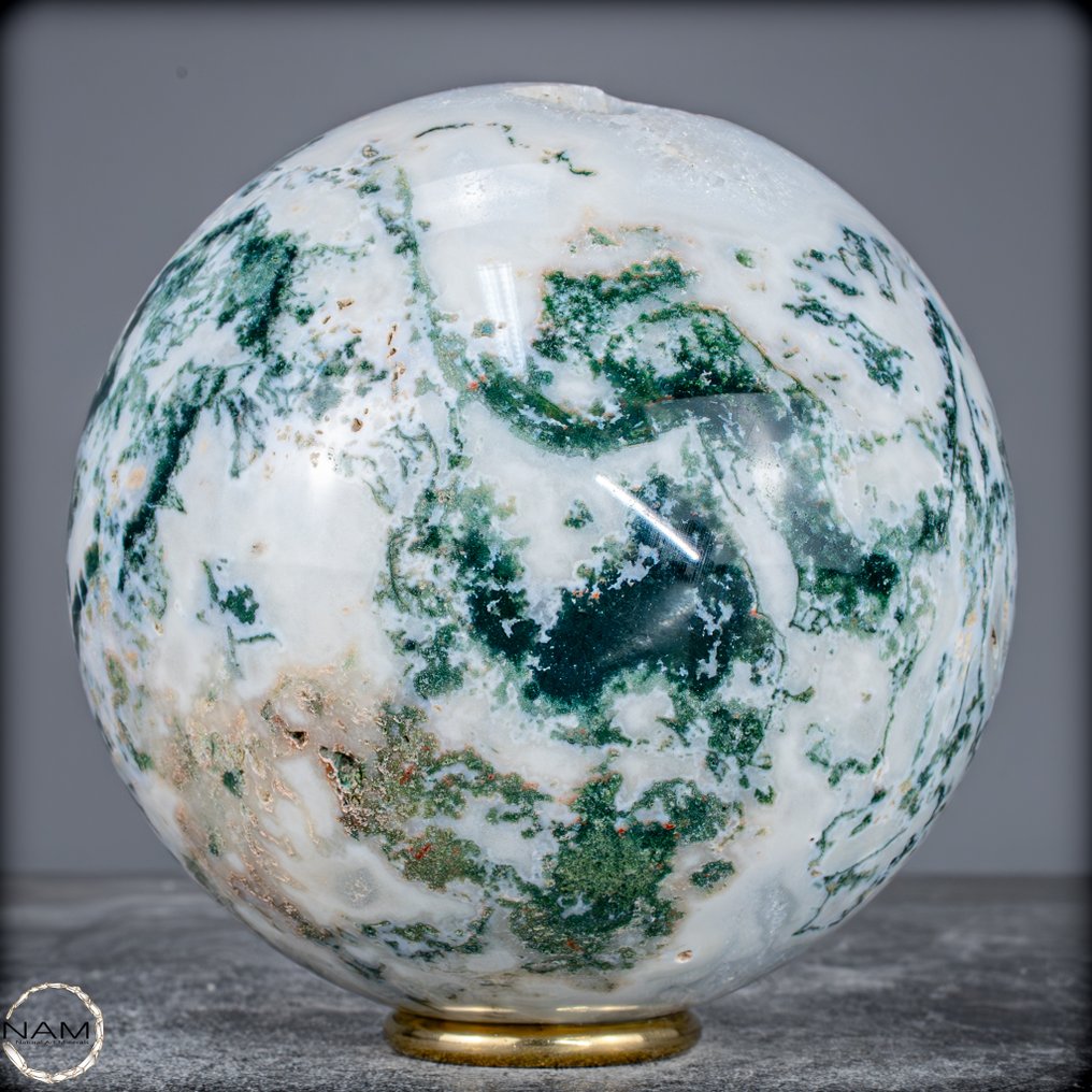 顶级品质天然极具艺术感的苔藓玛瑙 Sphere- 2150.05 g #2.1
