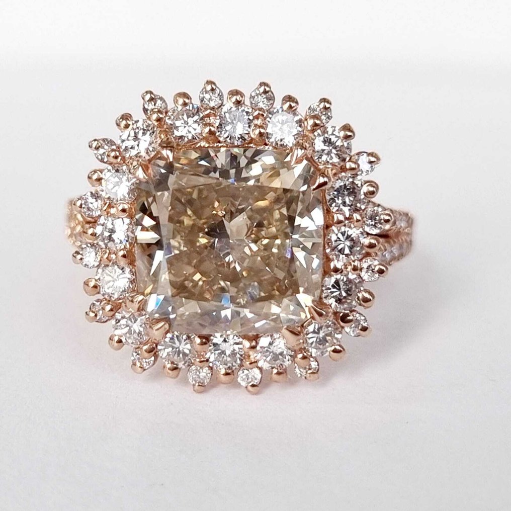 Βραδινό δαχτυλίδι - 14 καράτια Ροζ χρυσό - 6.33ct. tw. Διαμάντι (Φυσικό) - Διαμάντι #1.0