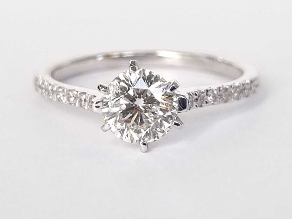 Δαχτυλίδι αρραβώνων - 18 καράτια Λευκός χρυσός -  0.90ct. tw. Διαμάντι (Φυσικό) #1.0