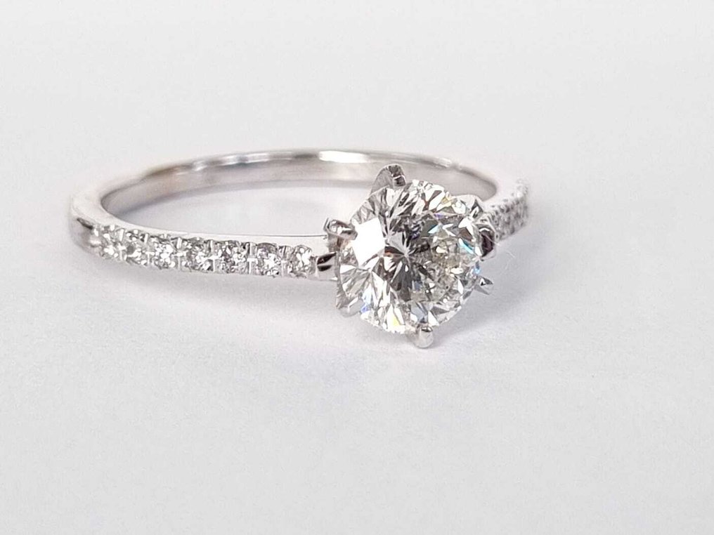 Δαχτυλίδι αρραβώνων - 18 καράτια Λευκός χρυσός -  0.90ct. tw. Διαμάντι (Φυσικό) #1.0