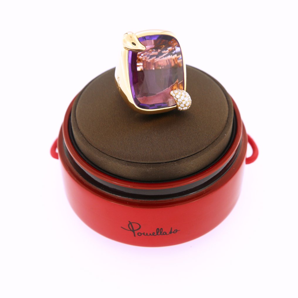 χωρίς τιμή ασφαλείας - Pomellato - Δαχτυλίδι - 18 καράτια Κίτρινο χρυσό Αμέθυστος - Διαμάντι - Πορτρέτο - Διαμάντια #3.2
